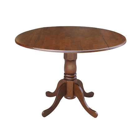 International Concepts Round 42 in Round Dual Drop Leaf Pedestal Table, Espresso, 42 in W, 42 in L, 29.5 in H, Wood T581-42DP